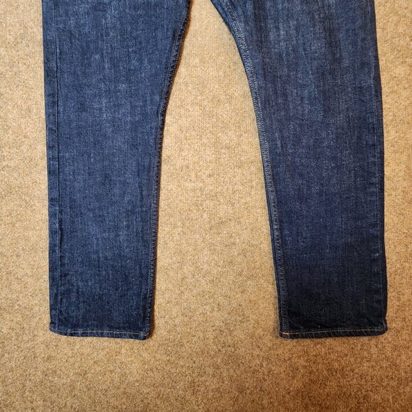 Lee Slim Fit Jeans Tapered Leg Men 38x30 Blue Denim Dark Wash Stretch 5-Pocket - Picture 3 of 12